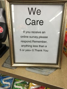 We Care customer sign
